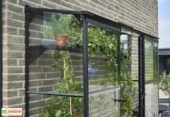 Halls Serre De Jardin Adossée En Verre Trempé Qube Lean-to 26 – 1,2 M² -Solid || Axi || EXIT TOYS Soldes Boutique detail serre jardin murale verre