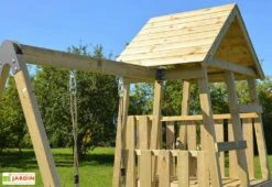 Aire De Jeux En Bois Brut Portique Balançoire Et Toboggan – 7,8 M² -Solid || Axi || EXIT TOYS Soldes Boutique detail tour jeux bois portique balancoire
