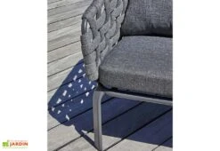 Salon De Jardin 4 Places En Aluminium Et Corde Tressée - Camargue -Solid || Axi || EXIT TOYS Soldes Boutique details fauteuil jardin gris