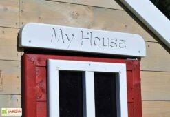 Maisonnette Pour Enfant En Bois Brut Avec Portique Balançoire Zèbre -Solid || Axi || EXIT TOYS Soldes Boutique details maisonnette enfant bois portique balancoire zebre