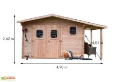 Abri De Jardin En Bois Douglas 28 Mm + Bûcher – 19,65 M² : 4,01 X 4,90 M 8 Abri De Jardin En Bois Douglas 28 Mm + Bûcher – 19,65 M² : 4,01 X 4,90 M -Solid || Axi || EXIT TOYS Soldes Boutique dimensions abri bois douglas bucher 28mm 20m2 dommar habrita