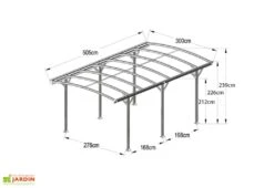 Carport Autoportant En Aluminium Et Polycarbonate 15 M² – Nora -Solid || Axi || EXIT TOYS Soldes Boutique dimensions carport nora forest style