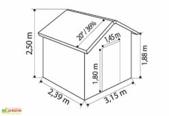 Grosfillex Abri De Jardin PVC Deco 7,5 -Solid || Axi || EXIT TOYS Soldes Boutique dimensions deco75 3d