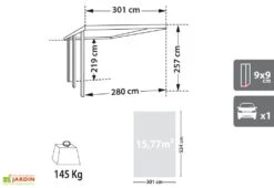 Carport En Bois Adossé Henri 14,9 M² -Solid || Axi || EXIT TOYS Soldes Boutique dimensions infos carport bois gus