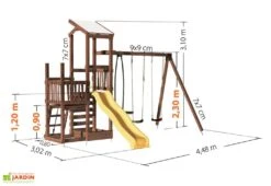 Aire De Jeux Pour 8 Enfants Toboggan + 3 Agrès + Accessoires - Moala -Solid || Axi || EXIT TOYS Soldes Boutique dimensions portique moala 1