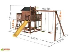 Aire De Jeux Avec Cabane + Toboggan + Agrès Et Accessoires - Tenerife -Solid || Axi || EXIT TOYS Soldes Boutique dimensions portique tenerife 1