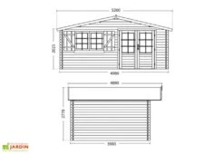 Abri De Jardin En Bois D’épicéa Brut Avec Auvent Lilac – 17,3 M² -Solid || Axi || EXIT TOYS Soldes Boutique dimensions schema lilac abri en mm