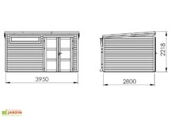 Abri De Jardin En Bois D’épicéa Brut Shelty Modern – 11 M² -Solid || Axi || EXIT TOYS Soldes Boutique dimensions schema shelty abri en mm