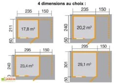 Abri De Jardin Bois Schongau (235+150x211cm) 28mm -Solid || Axi || EXIT TOYS Soldes Boutique dimensions schongau 1