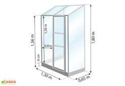 Serre De Jardin Adossée En Verre Lams 0,9 M² - Melissa Alu Naturel -Solid || Axi || EXIT TOYS Soldes Boutique dimensions serre lams melissa 0 90m2