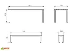 Table De Jardin En Bois Autoclave 200 Cm + 2 Bancs – Daugavpils -Solid || Axi || EXIT TOYS Soldes Boutique dimensions table bancs jardin bois ekju 253654