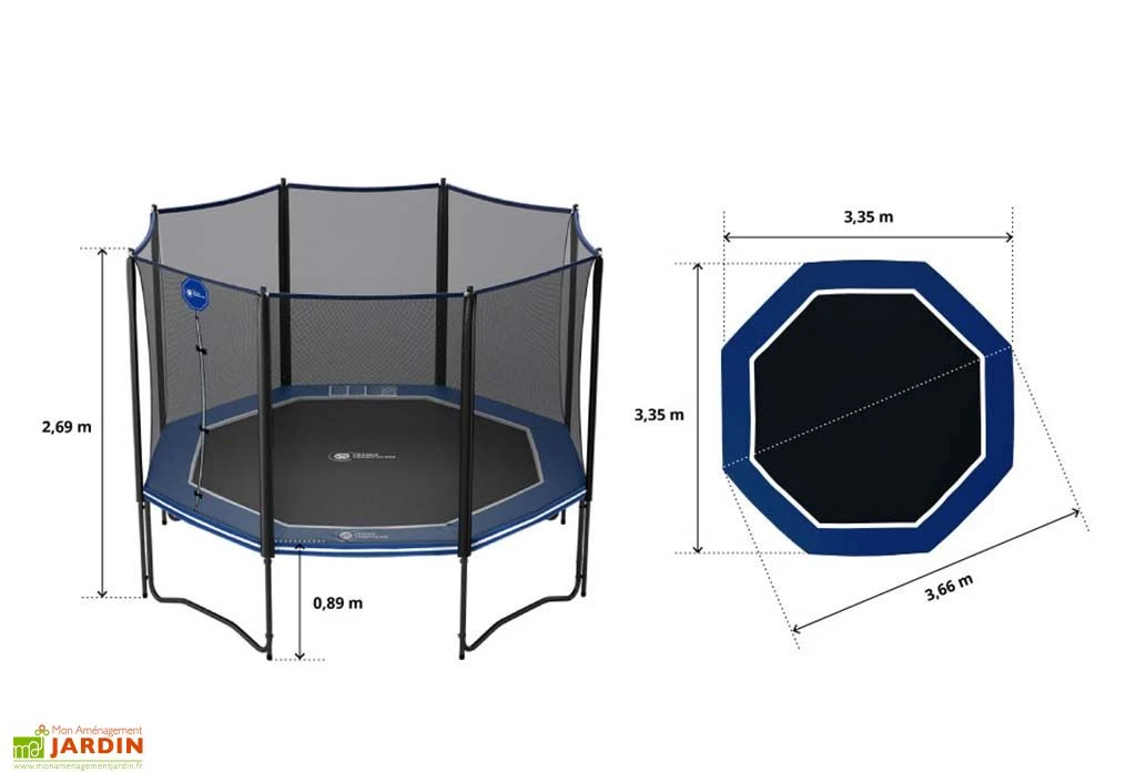 Trampoline Extérieur Avec Filet De Sécurité Octopulse 360 – 3,35 X 3,66 M 8 Trampoline Extérieur Avec Filet De Sécurité Octopulse 360 – 3,35 X 3,66 M – Image 6
