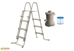 Summer Waves Piscine Hors-sol Tubulaire Ronde ∅366 X 91 Cm – PVC Aspect Tressé -Solid || Axi || EXIT TOYS Soldes Boutique echelle amovible cartouche filtration epurateur