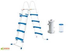 Summer Waves Piscine Hors-sol Tubulaire Ronde ∅457 X 122 Cm - PVC Bleu -Solid || Axi || EXIT TOYS Soldes Boutique echelle cartouche epurateur piscine tubulaire ronde