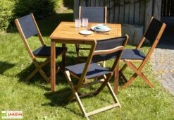 Salon De Jardin Carré 4 Places En Bois D'acacia -Solid || Axi || EXIT TOYS Soldes Boutique ensemble mobilier jardin acacia t4c4 6