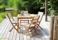 Salon De Jardin Carré 4 Places En Bois D'acacia -Solid || Axi || EXIT TOYS Soldes Boutique ensemble mobilier jardin gris t4c4 2
