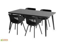 Ensemble Repas De Jardin 4 Personnes En Aluminium Et Résine Jill