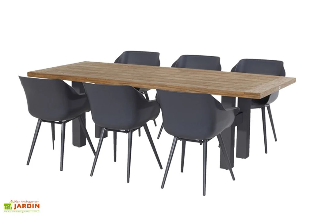 Ensemble Repas De Jardin 6 Personnes En Aluminium, Teck Et Résine 3 Ensemble Repas De Jardin 6 Personnes En Aluminium, Teck Et Résine