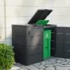 Cache Poubelle En Acier Galvanisé Anthracite - 73 X 85 X 132 Cm -Solid || Axi || EXIT TOYS Soldes Boutique exterieur cache poubelle connecteur