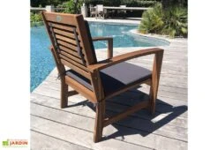 Salon De Jardin En Bois D’acacia Sassari – 4 Places -Solid || Axi || EXIT TOYS Soldes Boutique fauteuil jardin bois coussin anthracite