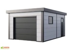Garage En Métal Avec Porte Motorisée – 19,3 M² -Solid || Axi || EXIT TOYS Soldes Boutique garage acier porte motorisee gris blanc