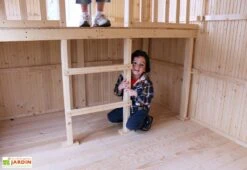 Cabane Maison Enfant En Bois Brut Avec Etage Mezzanine Duplex -Solid || Axi || EXIT TOYS Soldes Boutique inte rieur cabane en bois enfant avec mezzanine