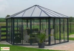 Jardin D’Hiver GARDA Gris Anthracite 5,95 X 5,17 X 3,32 M -Solid || Axi || EXIT TOYS Soldes Boutique jardin hiver aluminium tonnelle garda palram 19m2 4