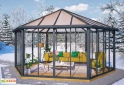 Jardin D’Hiver GARDA Gris Anthracite 5,95 X 5,17 X 3,32 M -Solid || Axi || EXIT TOYS Soldes Boutique jardin hiver aluminium tonnelle garda palram 19m2 5