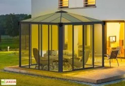 Jardin D’Hiver En Aluminium Et Polycarbonate 9 M² – LEDRO 3000 -Solid || Axi || EXIT TOYS Soldes Boutique jardin hiver gris anthracite gazebo carre longueur 295cm ou 360cm 2