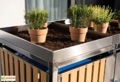 Cache Poubelle Extérieur Double Inox Imitation Bois – 2x 240 Litres -Solid || Axi || EXIT TOYS Soldes Boutique jardiniere cache poubelle westmann wmhhwtc 51