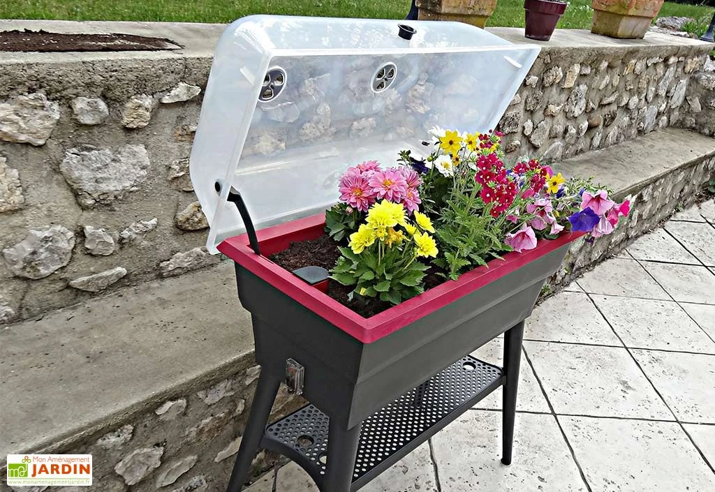 Jardinière Calipso Combi 40L Mini Serre Double Paroi + Réserve D'Eau H80cm 3 Jardinière Calipso Combi 40L Mini Serre Double Paroi + Réserve D'Eau H80cm