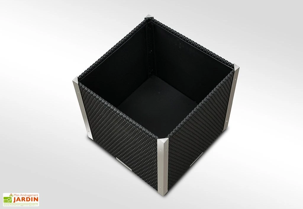 Jardinière En Résine Tressée Cube 46x46x46cm (l,l,h) 4 Jardinière En Résine Tressée Cube 46x46x46cm (l,l,h) – Image 2