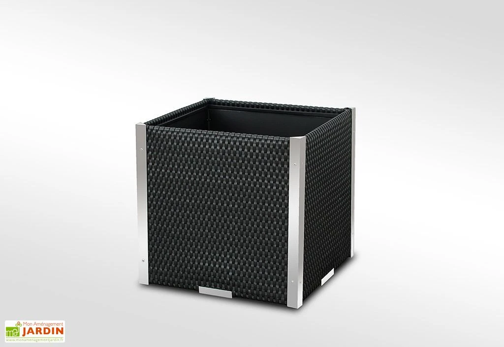 Jardinière En Résine Tressée Cube 46x46x46cm (l,l,h) 3 Jardinière En Résine Tressée Cube 46x46x46cm (l,l,h)
