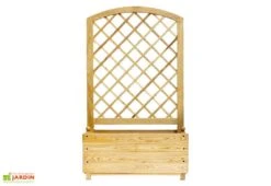 Bac à Fleurs Avec Treillis En Bois De Châtaignier – Claustra Arrondie