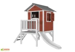 Axi Maisonnette Pour Enfant Bois Lodge XL Rouge + Toboggan -Solid || Axi || EXIT TOYS Soldes Boutique lodge xl playhouse scandinavian red white slide