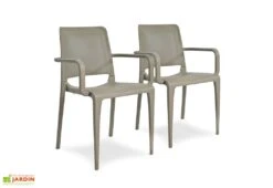 Lot De 2 Fauteuils De Jardin Empilables En Polypropylène Hall -Solid || Axi || EXIT TOYS Soldes Boutique lot 2 fauteuils jardin empilables polypropylene hall taupe