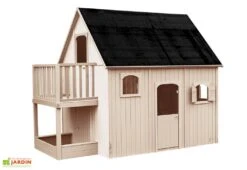 Cabane Maison Enfant En Bois Brut Avec Etage Mezzanine Duplex