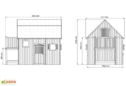 Cabane Maison Enfant En Bois Brut Avec Etage Mezzanine Duplex -Solid || Axi || EXIT TOYS Soldes Boutique maison enfant cabane bois duplex etage mezzanine 300cm
