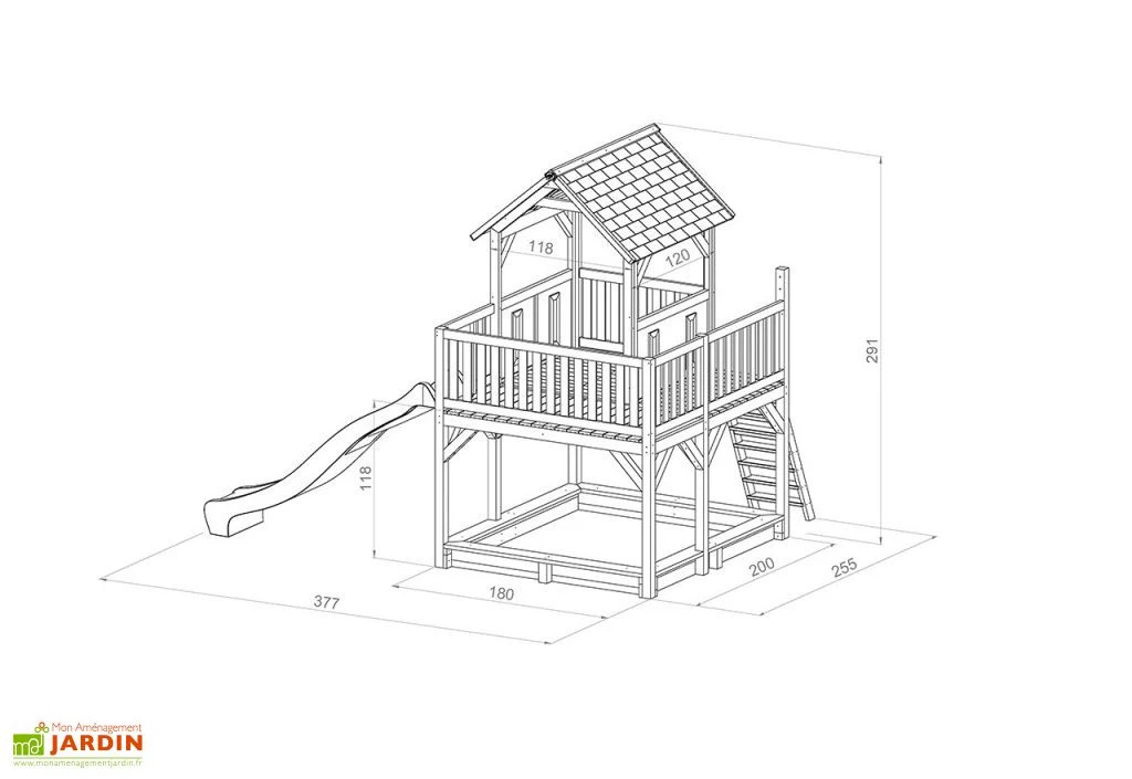 Axi Maisonnette Pour Enfant En Bois De Hemlock + Toboggan Atka 4 Axi Maisonnette Pour Enfant En Bois De Hemlock + Toboggan Atka – Image 2