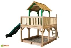 Axi Maisonnette Pour Enfant En Bois De Hemlock + Toboggan Atka