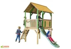 Axi Maisonnette Pour Enfant En Bois De Hemlock + Toboggan Bogo