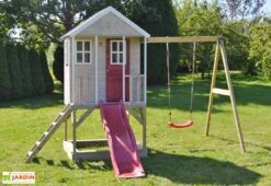 Aire De Jeux En Bois Avec Portique Balançoire Et Toboggan Alpaka