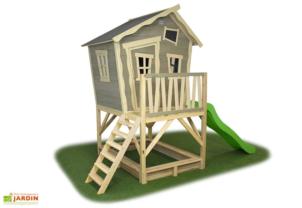 EXIT TOYS Maisonnette Pour Enfant En Bois De Cèdre Avec Toboggan Crooky 500 4 EXIT TOYS Maisonnette Pour Enfant En Bois De Cèdre Avec Toboggan Crooky 500 – Image 2