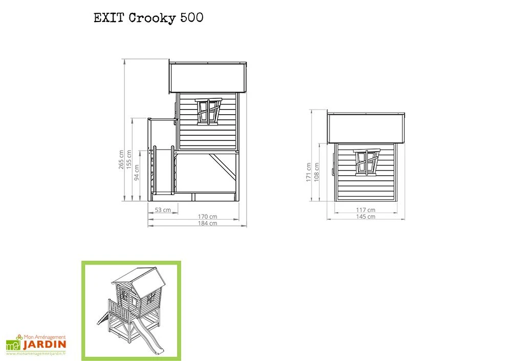 EXIT TOYS Maisonnette Pour Enfant En Bois De Cèdre Avec Toboggan Crooky 500 5 EXIT TOYS Maisonnette Pour Enfant En Bois De Cèdre Avec Toboggan Crooky 500 – Image 3