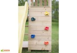 Aire De Jeux En Bois Brut Portique Balançoires Et Toboggan – 9,5 M² -Solid || Axi || EXIT TOYS Soldes Boutique mur escalade tour jeux bois 1