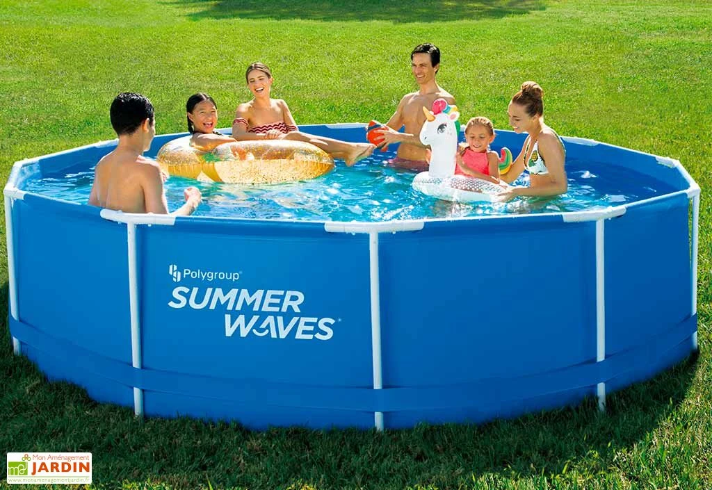 Summer Waves Piscine Hors-sol Tubulaire Ronde ∅366 X 91 Cm - PVC Bleu 3 Summer Waves Piscine Hors-sol Tubulaire Ronde ∅366 X 91 Cm - PVC Bleu