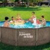 Summer Waves Piscine Hors-sol Tubulaire Ronde ∅366 X 91 Cm – PVC Aspect Tressé -Solid || Axi || EXIT TOYS Soldes Boutique piscine ronde tubulaire acier liner bleu pvc
