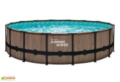 Summer Waves Piscine Hors-sol Tubulaire Ronde Effet Teck – ø 4,88 M -Solid || Axi || EXIT TOYS Soldes Boutique piscine tubulaire 4 88