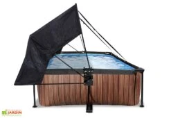 EXIT TOYS Piscine Hors Sol Tubulaire Rectangulaire – 220 X 150 X 65 Cm + Ombrage -Solid || Axi || EXIT TOYS Soldes Boutique piscine tubulaire effet bois exit toys voile ombrage