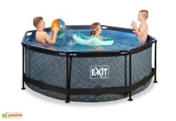 EXIT TOYS Piscine Hors Sol Tubulaire Ronde – 244 X 76 Cm -Solid || Axi || EXIT TOYS Soldes Boutique piscine tubulaire ronde 244cm effet pierre